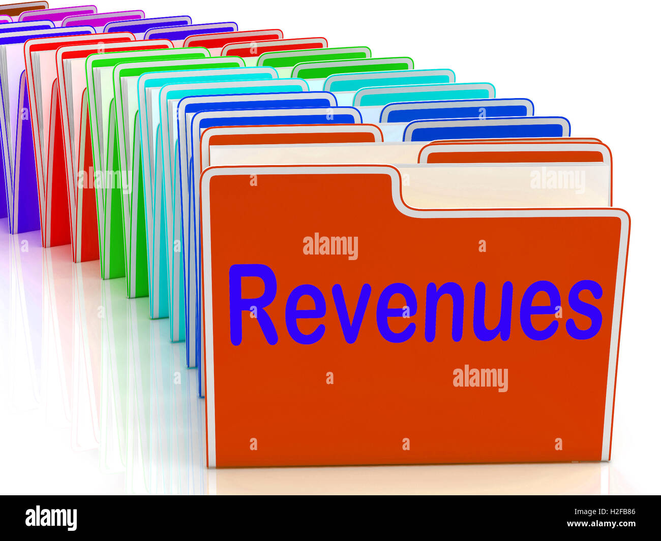 Revenues Folders Mean Business Income And Earnings Stock Photo