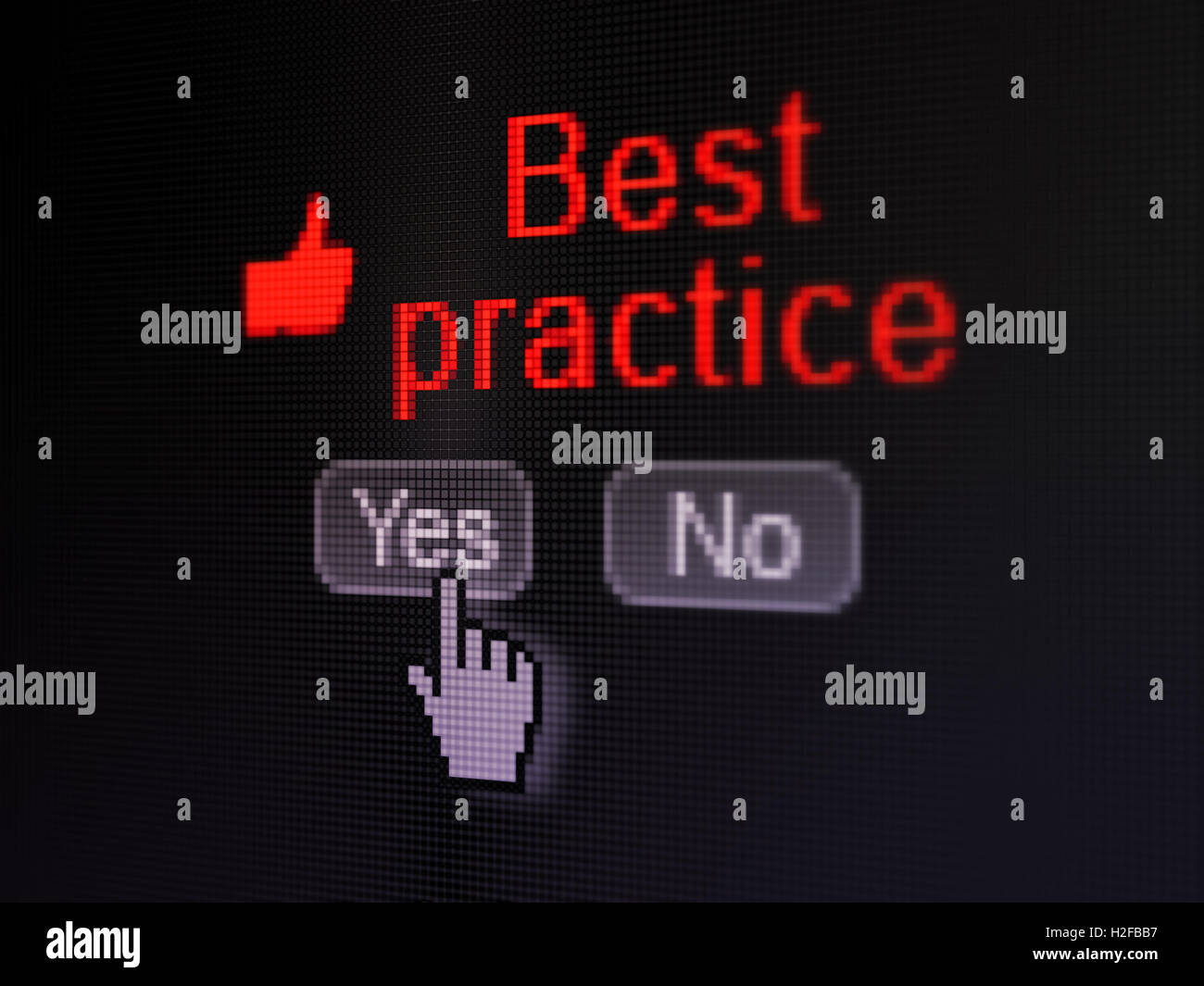 Education concept: Thumb Up icon and Best Practice on digital computer ...
