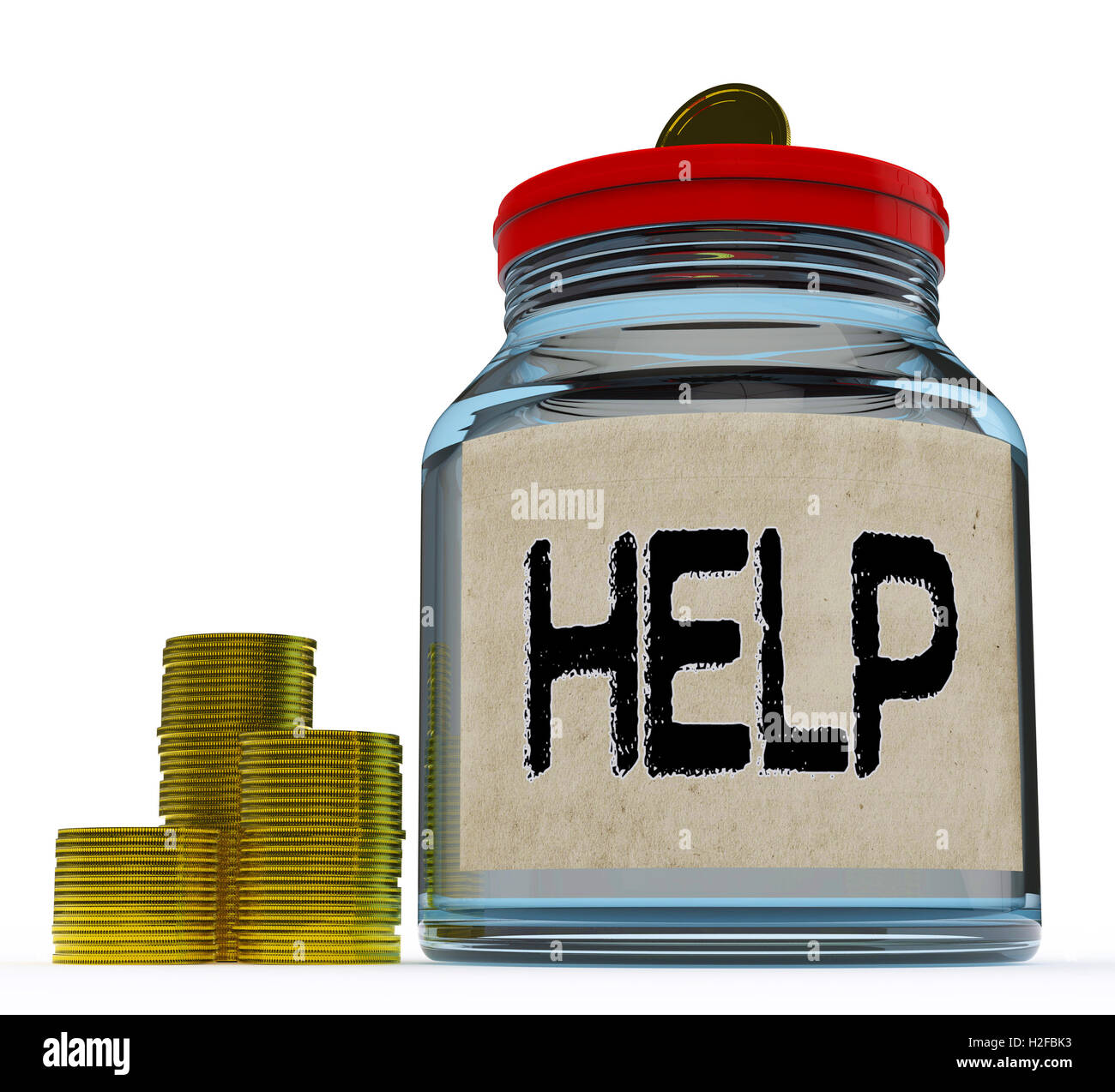 Help Jar Shows Monetary Support Or Contribution Stock Photo