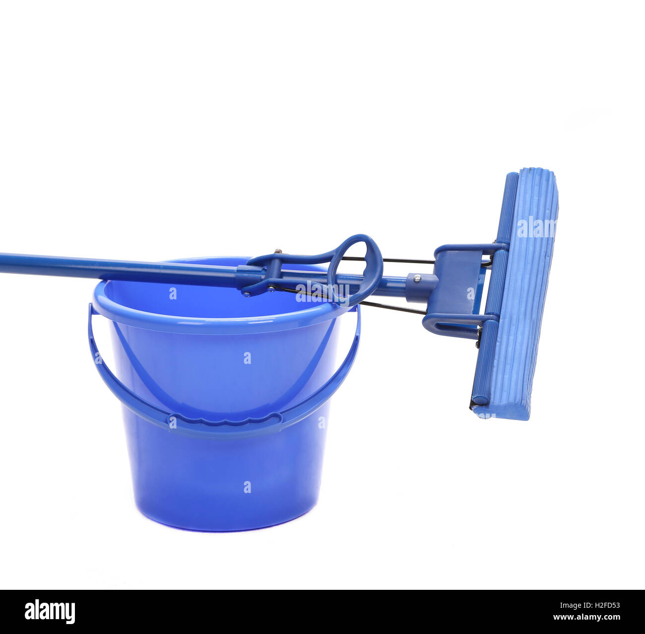 Blue bucket with sponge mop Stock Photo Alamy