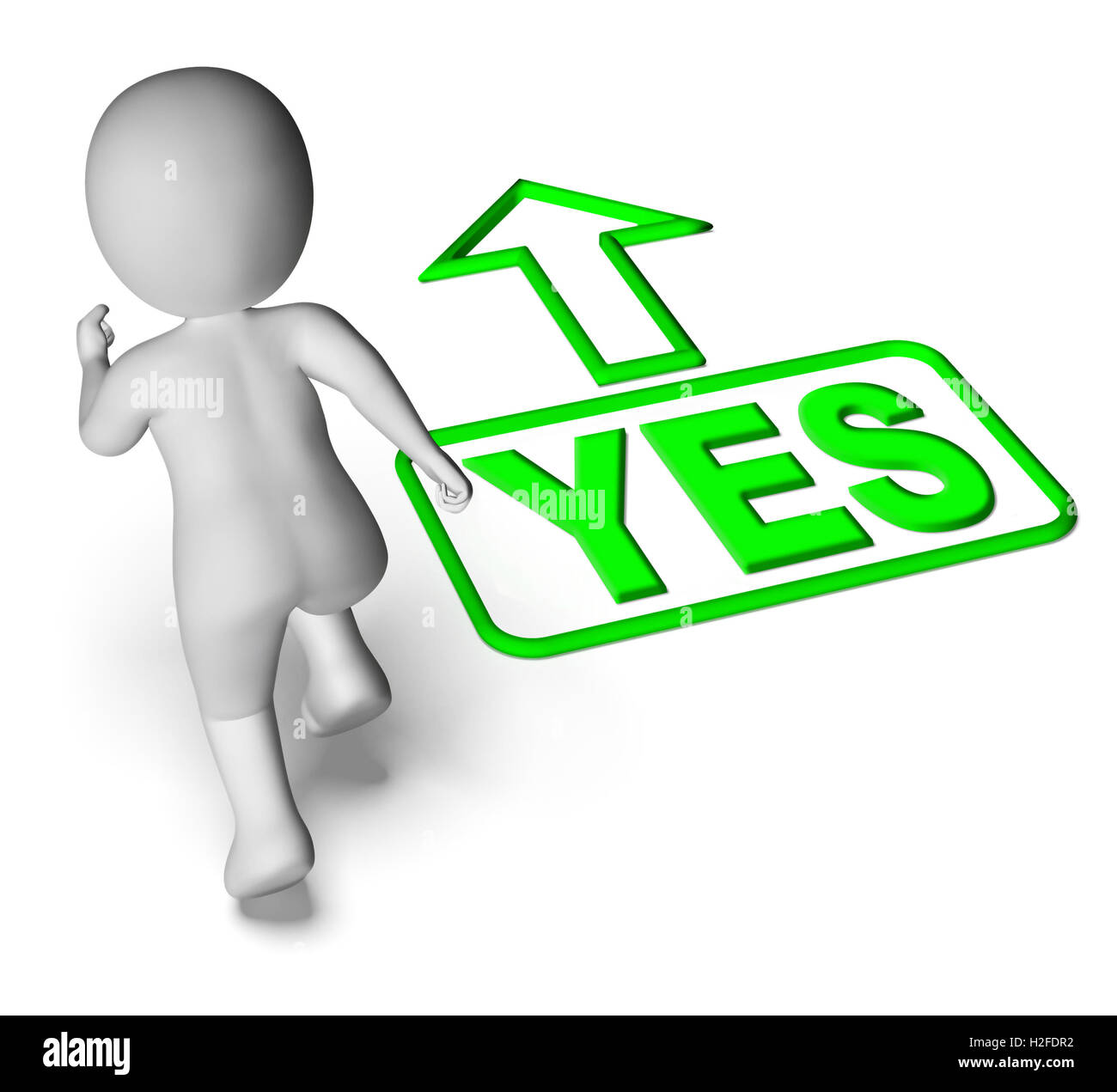 Yes And 3D Character Shows Affirm Agree Ok Stock Photo