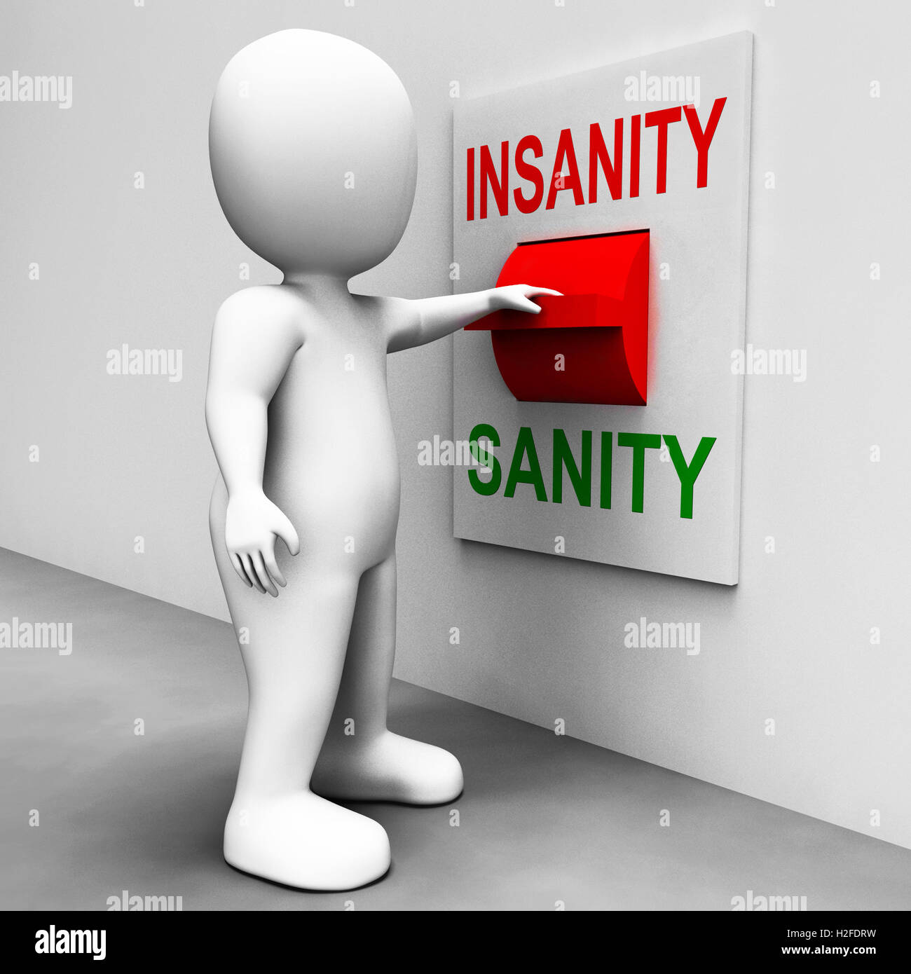 Insanity Sanity Switch Shows Sane Or Insane Psychology Stock Photo