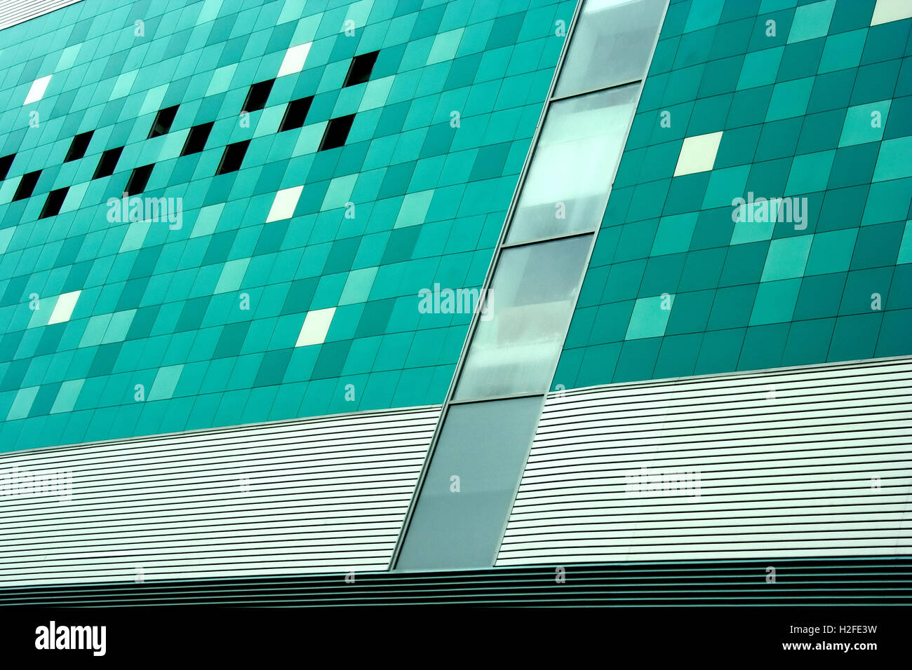 Modern building wall with windows. Taken in Moscow on October 31, 2010. Orientation landscape. Stock Photo