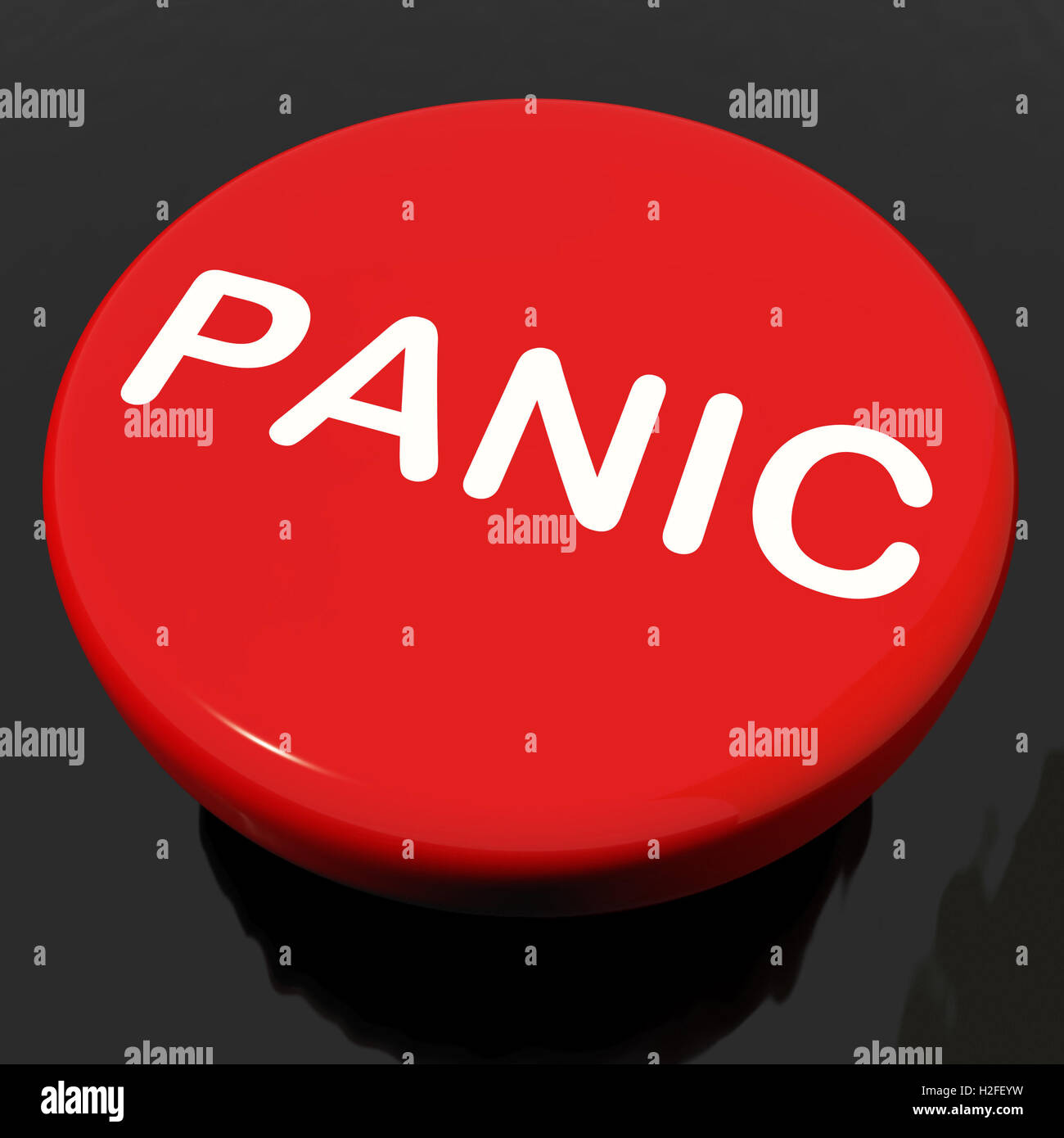 Panic Button Shows Anxiety Panicking Distress Stock Photo