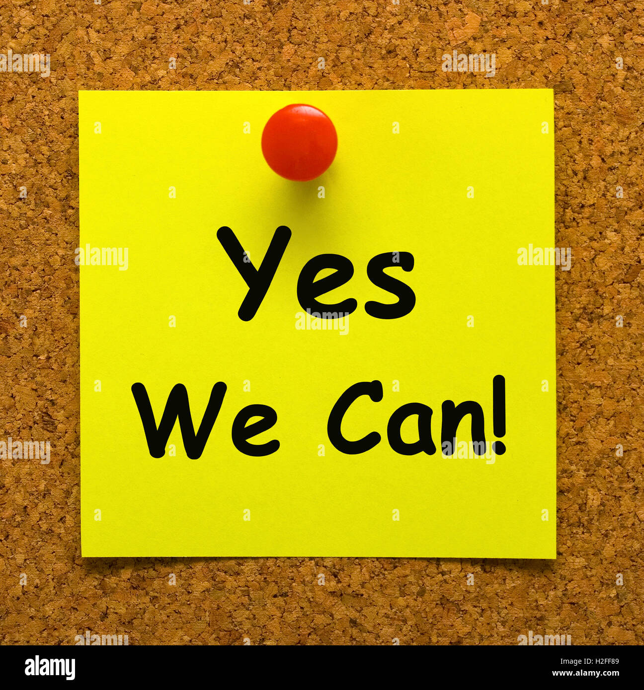 Yes We Can Note Means Don't Give Up Stock Photo