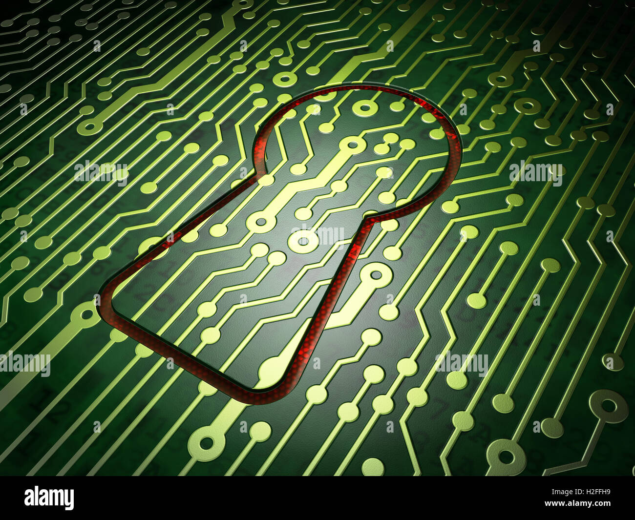 Data concept: Keyhole on circuit board background Stock Photo - Alamy