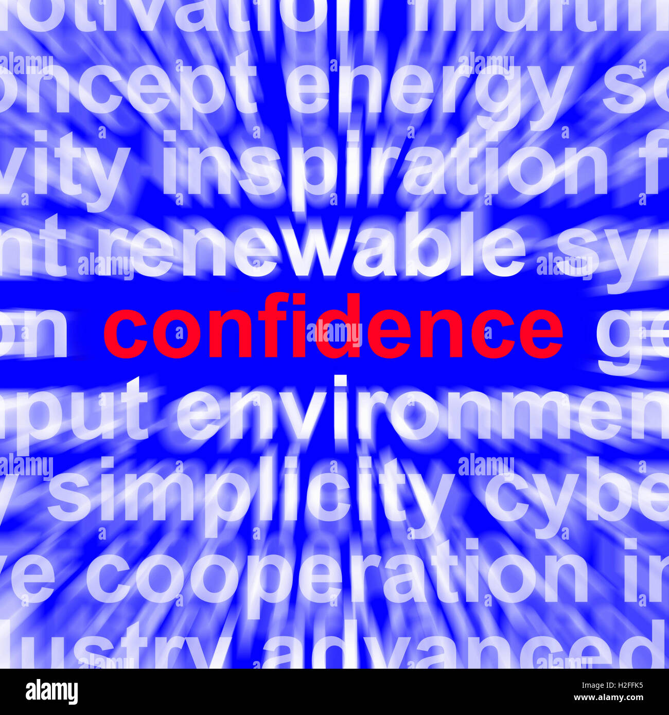 Confidence Word Shows Self-Assurance Composure And Belief Stock Photo