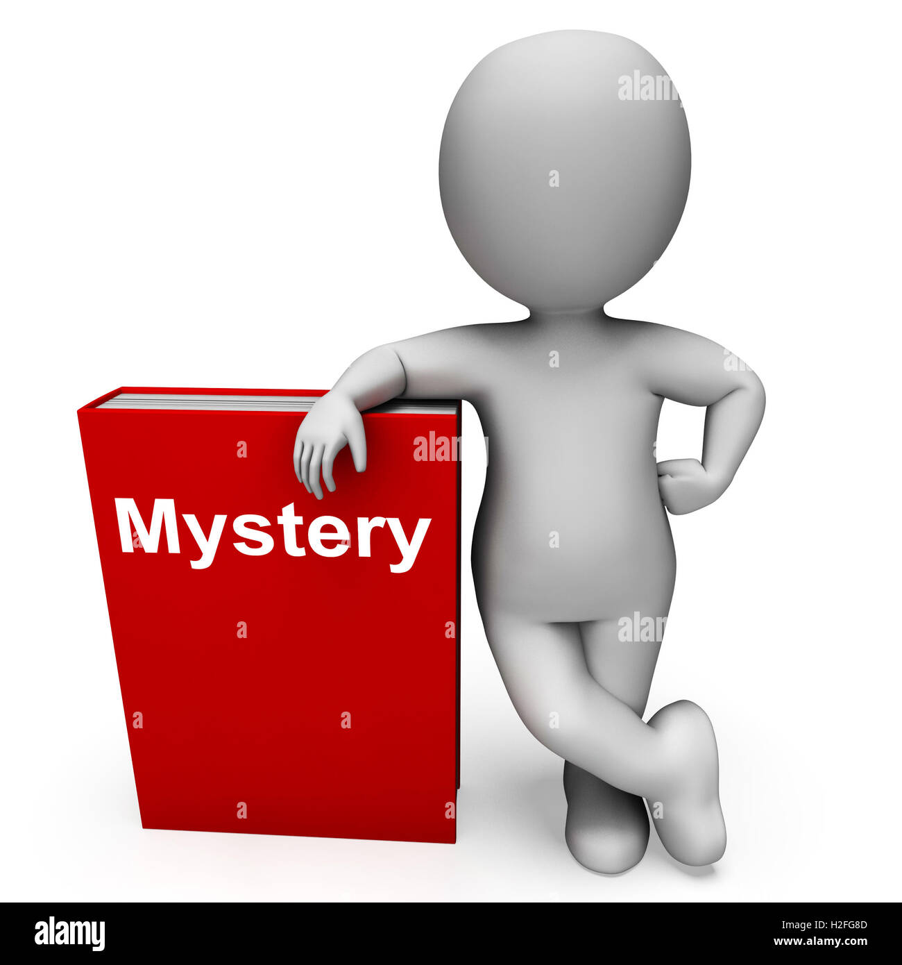 Mystery Book And Character Shows Fiction Genre Or Puzzle To Solv Stock Photo