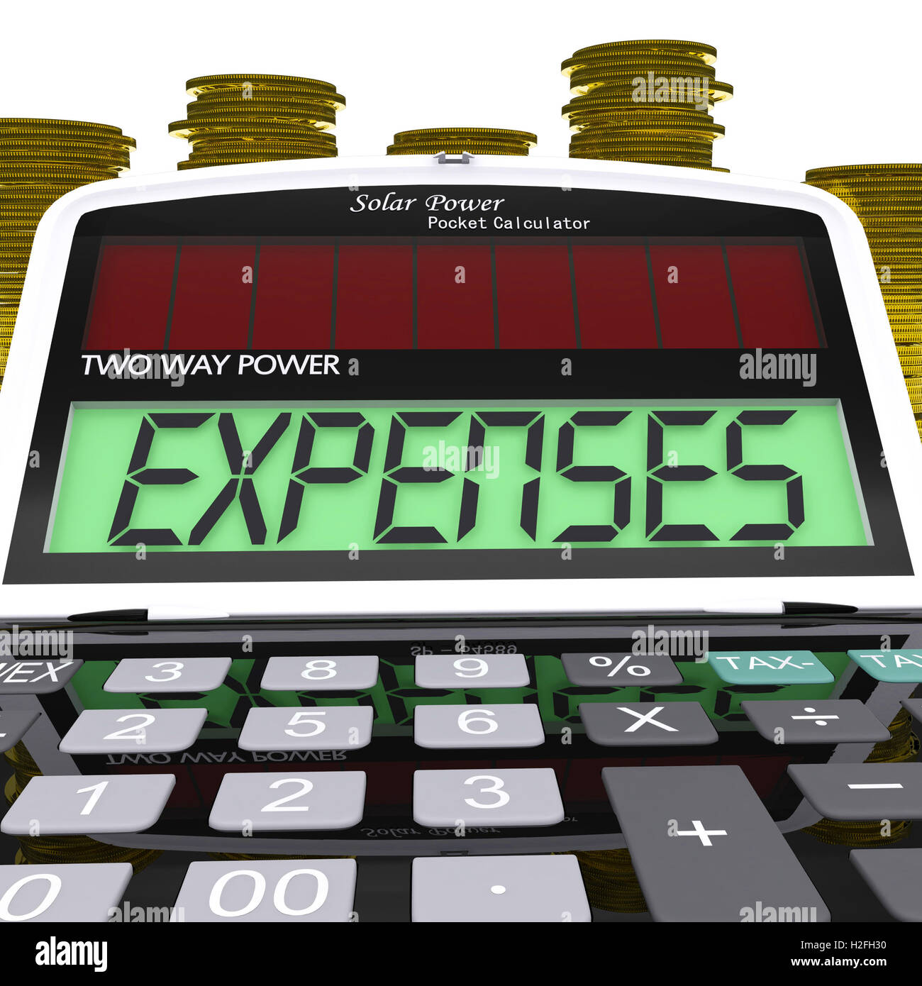 Expenses Calculator Shows Business Expenditure And Bookkeeping Stock Photo
