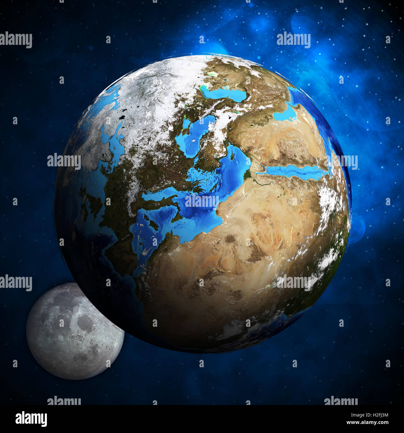 Earth planet and moon Stock Photo - Alamy