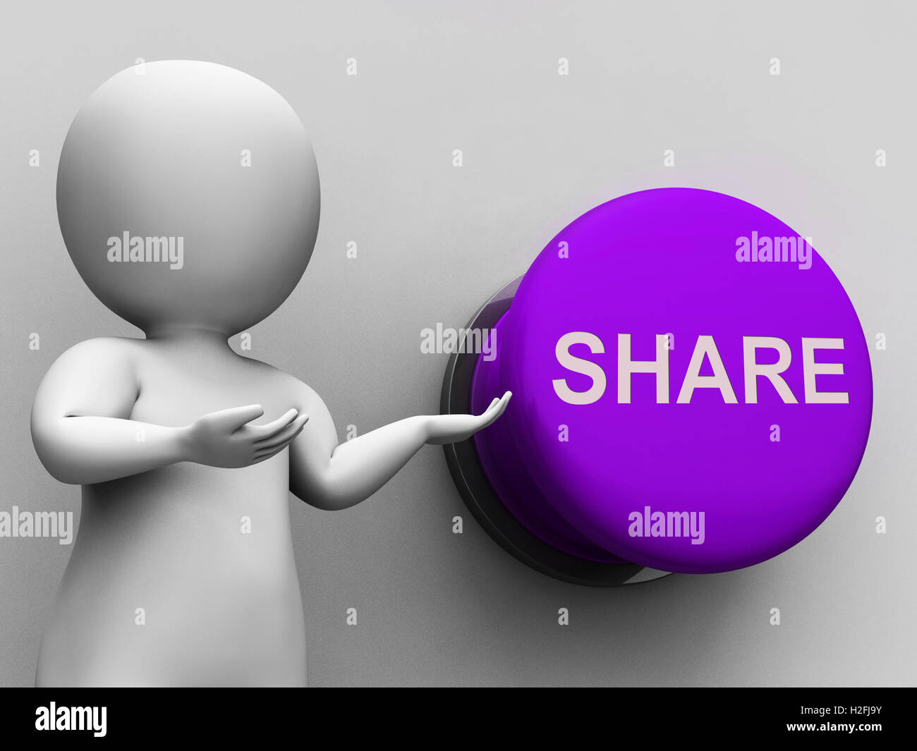 Share Button Means Sharing Recommending And Feedback Stock Photo