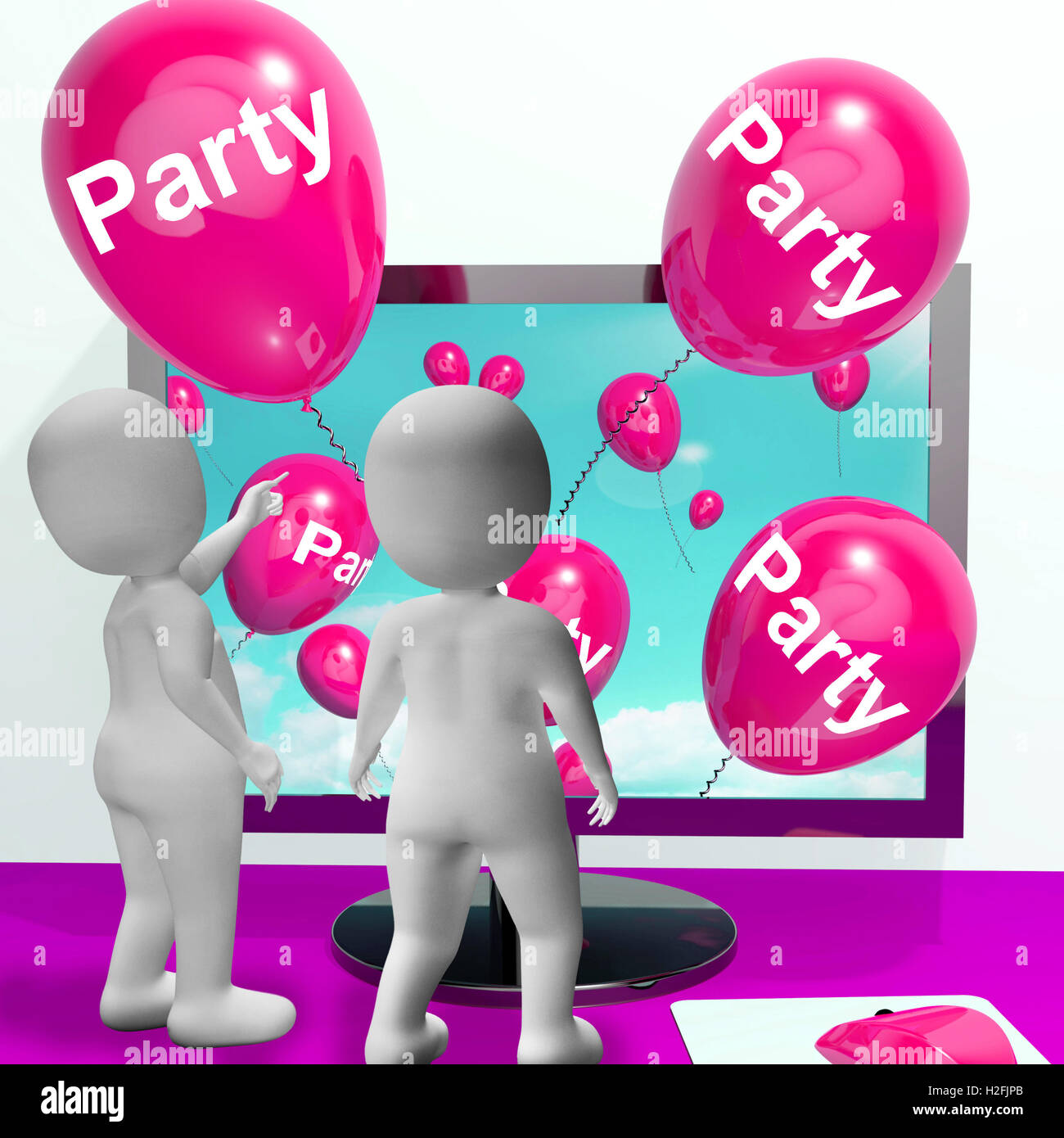 Party Balloons Represent Online Parties and Invitations Stock Photo Alamy