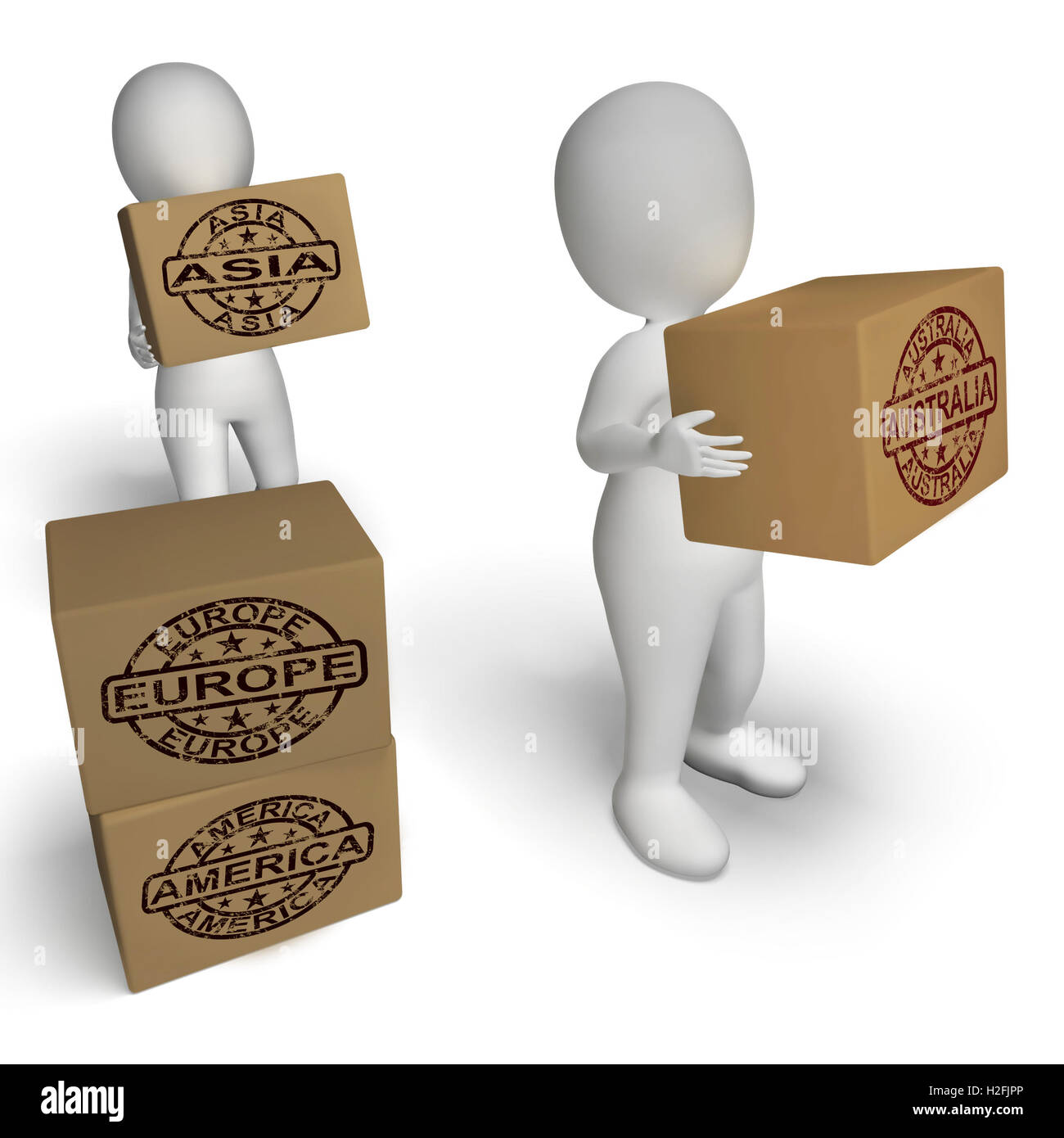 Countries Boxes Mean International Trade Exports and Imports Stock Photo