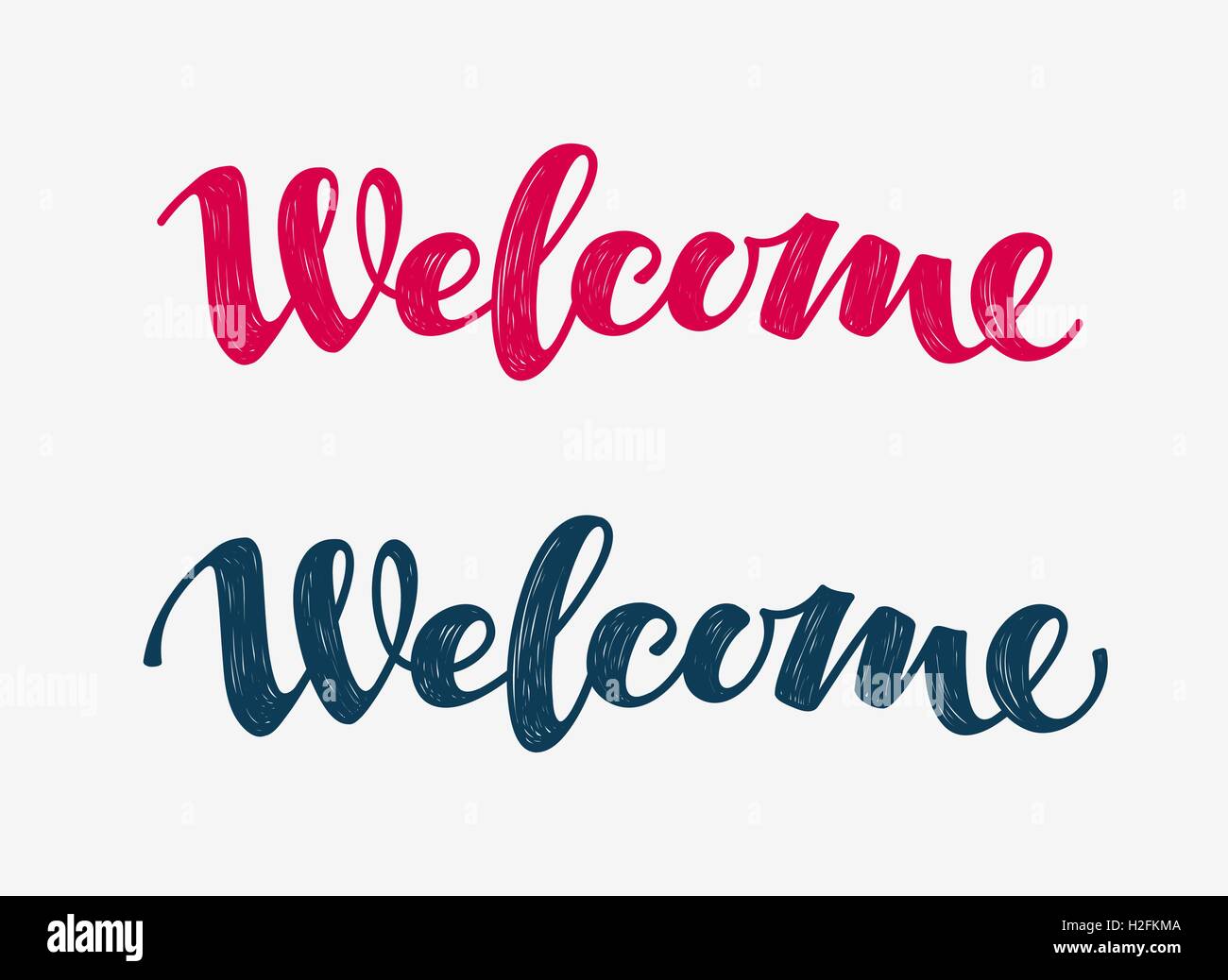 Welcome grunge doodle. Lettering calligraphic inscription. Vector illustration Stock Vector