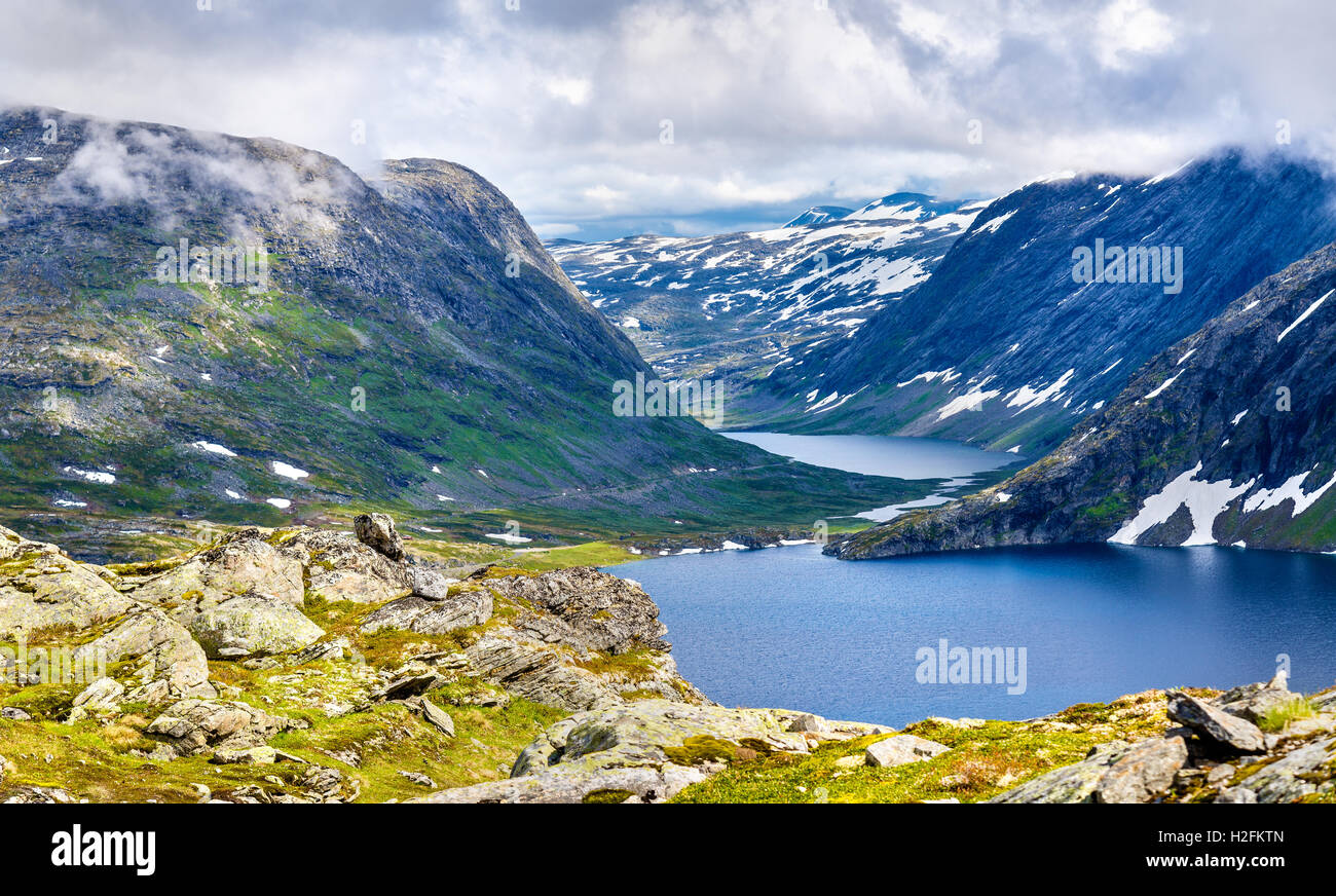 View of Djupvatnet lake from Dalsnibba mountain in Norway Stock Photo
