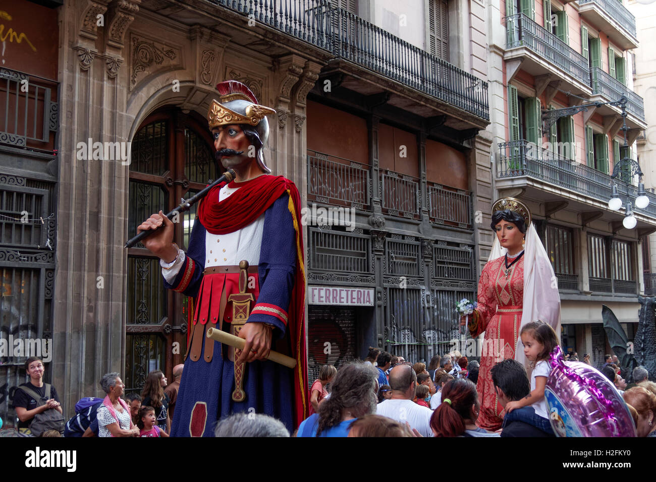 Barcelona, Spain - 24 September 2016 : La Merce annual festival Giants Parade. Stock Photo