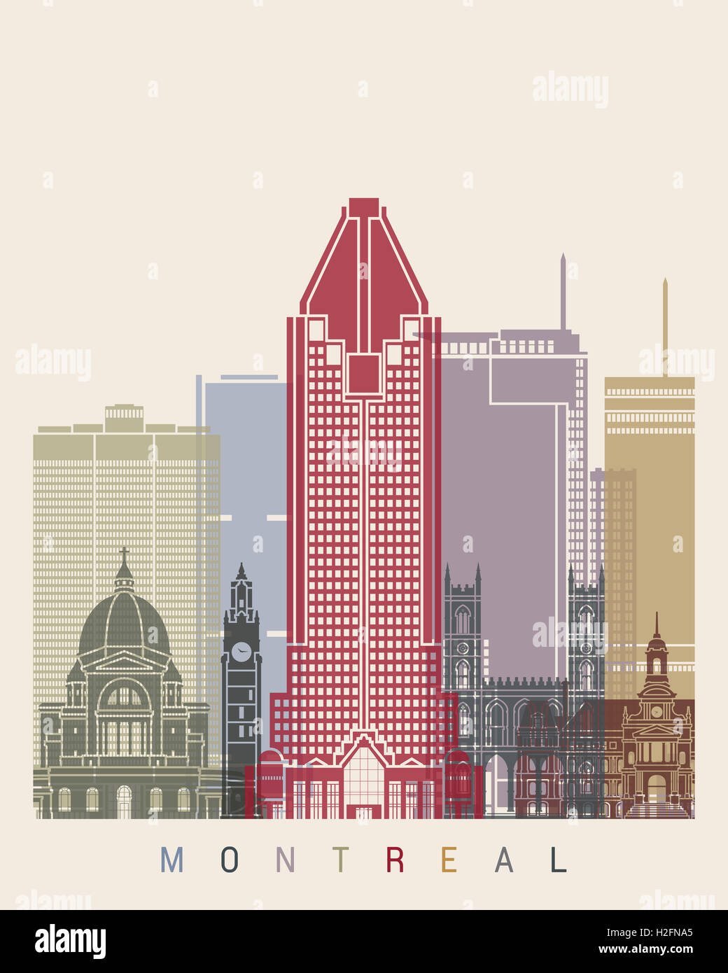 Montreal skyline poster in editable vector file Stock Photo Alamy