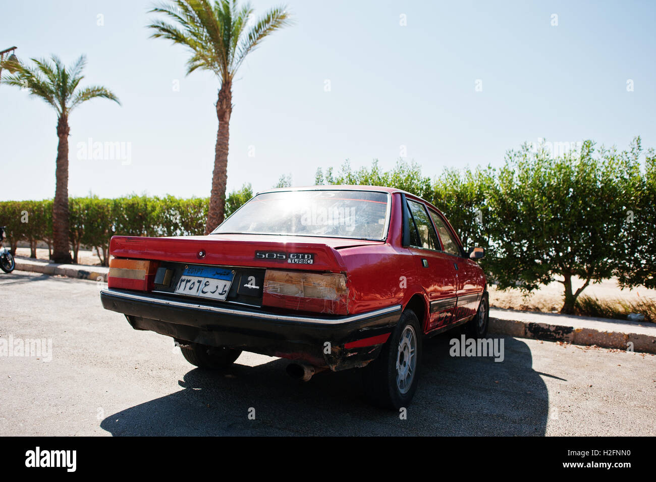 Hurghada, Egypt -20 August 2016: Peugeot 505 GT car with Egypt license plate Stock Photo