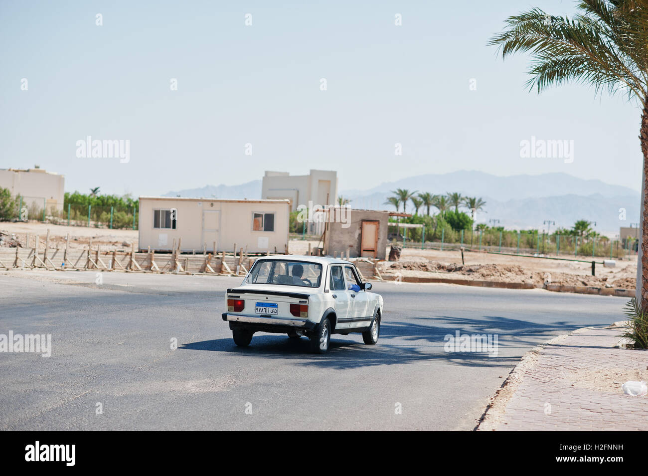 Hurghada, Egypt -20 August 2016: Fiat/ Nasr 128 GLS berline car with Egypt license plate Stock Photo