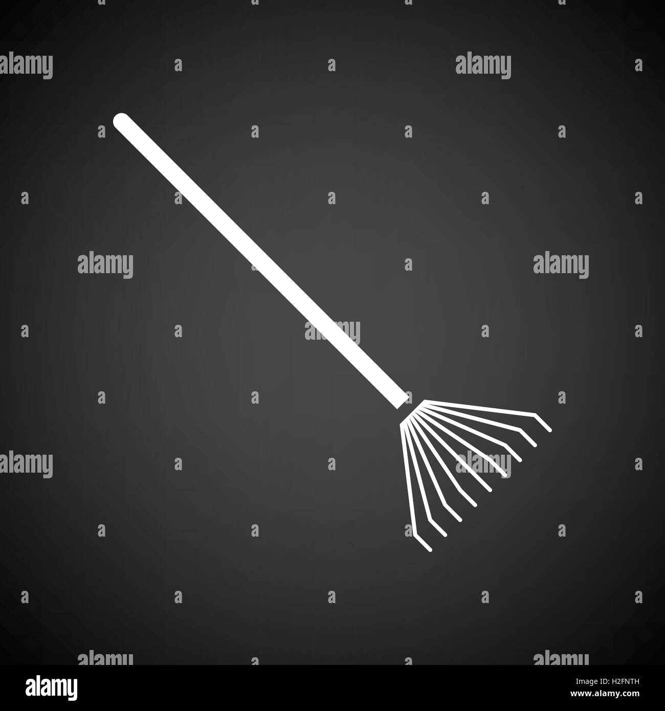 Rake icon. Black background with white. Vector illustration Stock ...