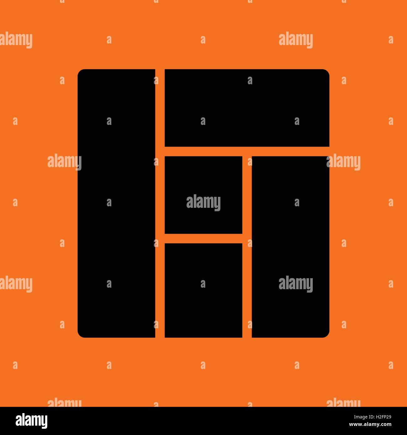 Icon of parquet plank pattern. Orange background with black. Vector illustration. Stock Vector