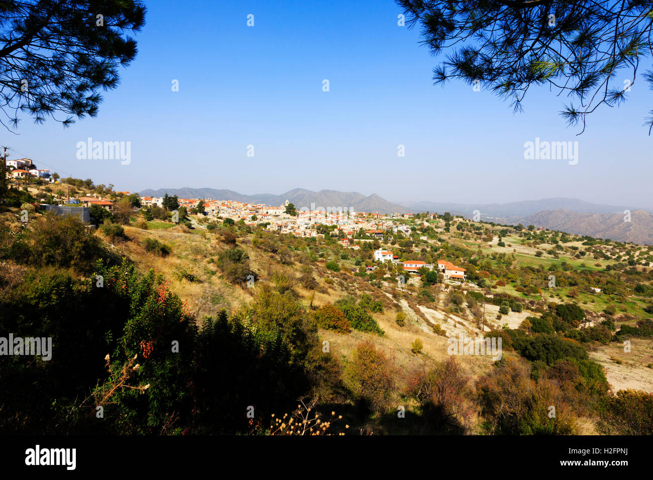 Lefkara village on the Troodos mountain foothills. Cyprus Stock Photo