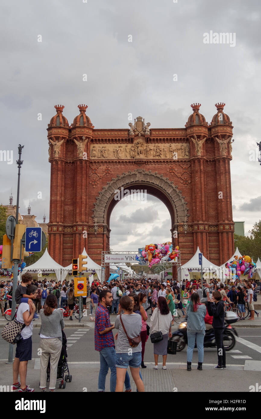 Barcelona, Spain - 25 September 2016: 36 Wine and Cava Festival 2016 visitors. Stock Photo