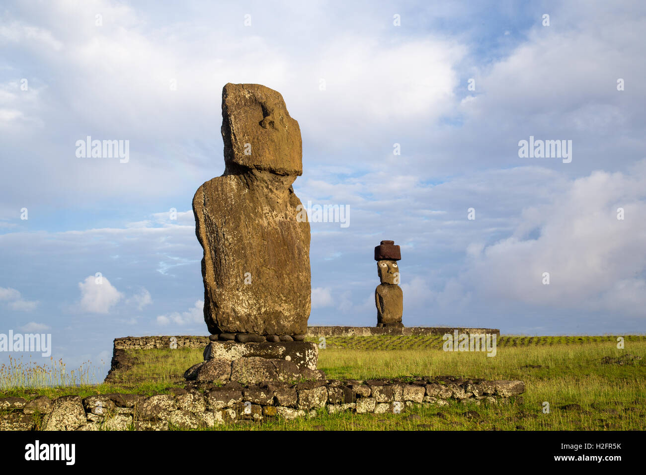 Moai statues on Easter Island Stock Photo Alamy