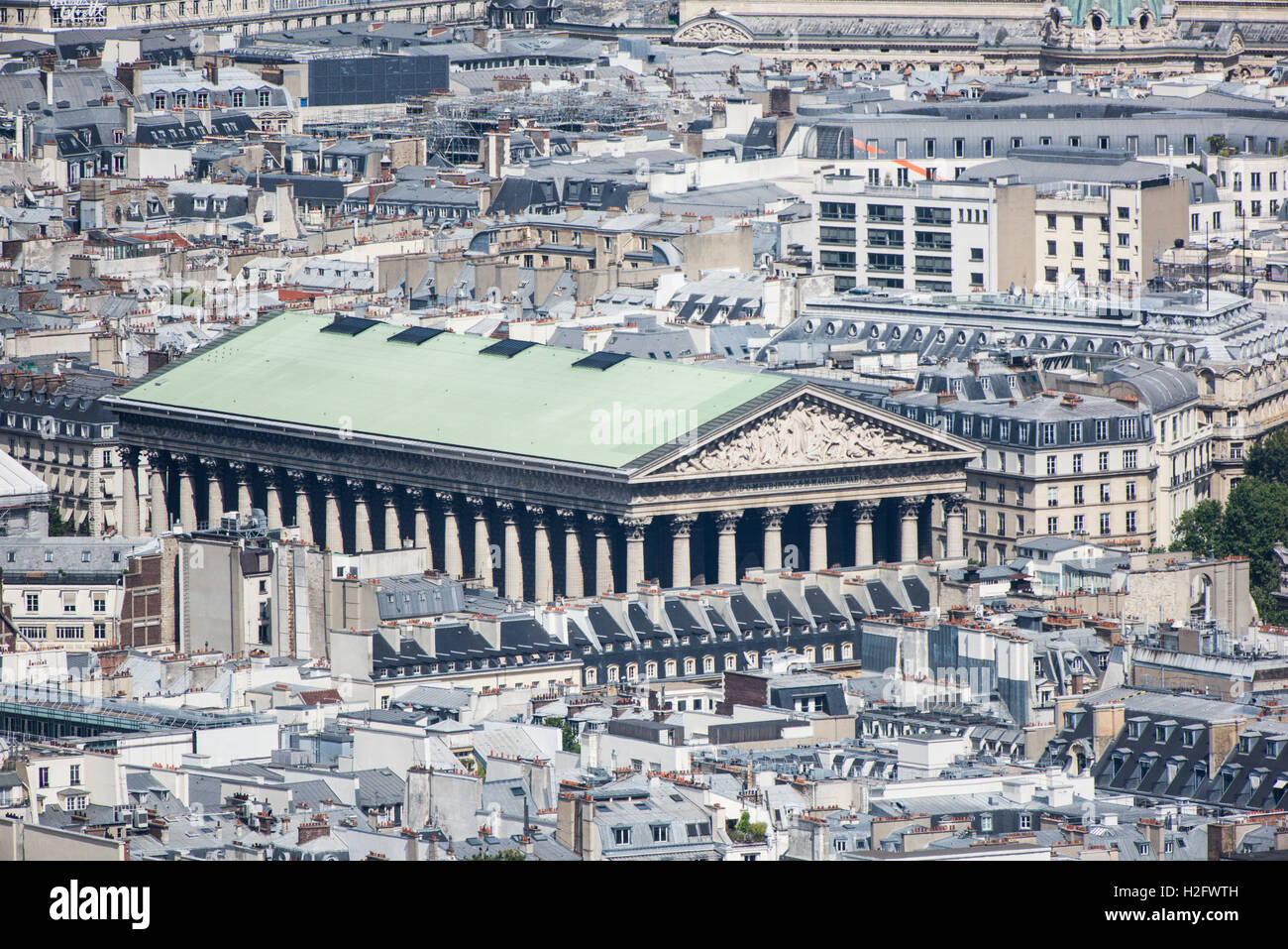 Aerial view of L'église de la Madeleine in Paris as seen from the Eiffel Tower Stock Photo