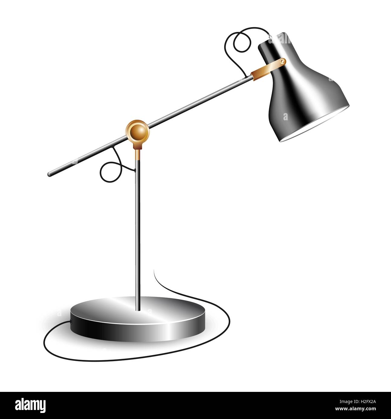 Metal table lamp with joint and shiny chrome shade Stock Vector Image & Art Alamy
