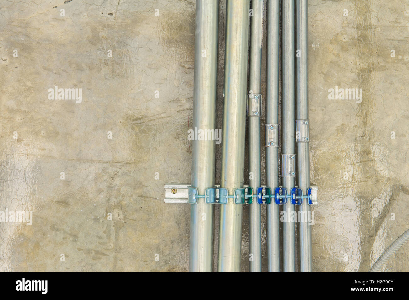 Metal pipes electrical distribution system installation Stock Photo Alamy