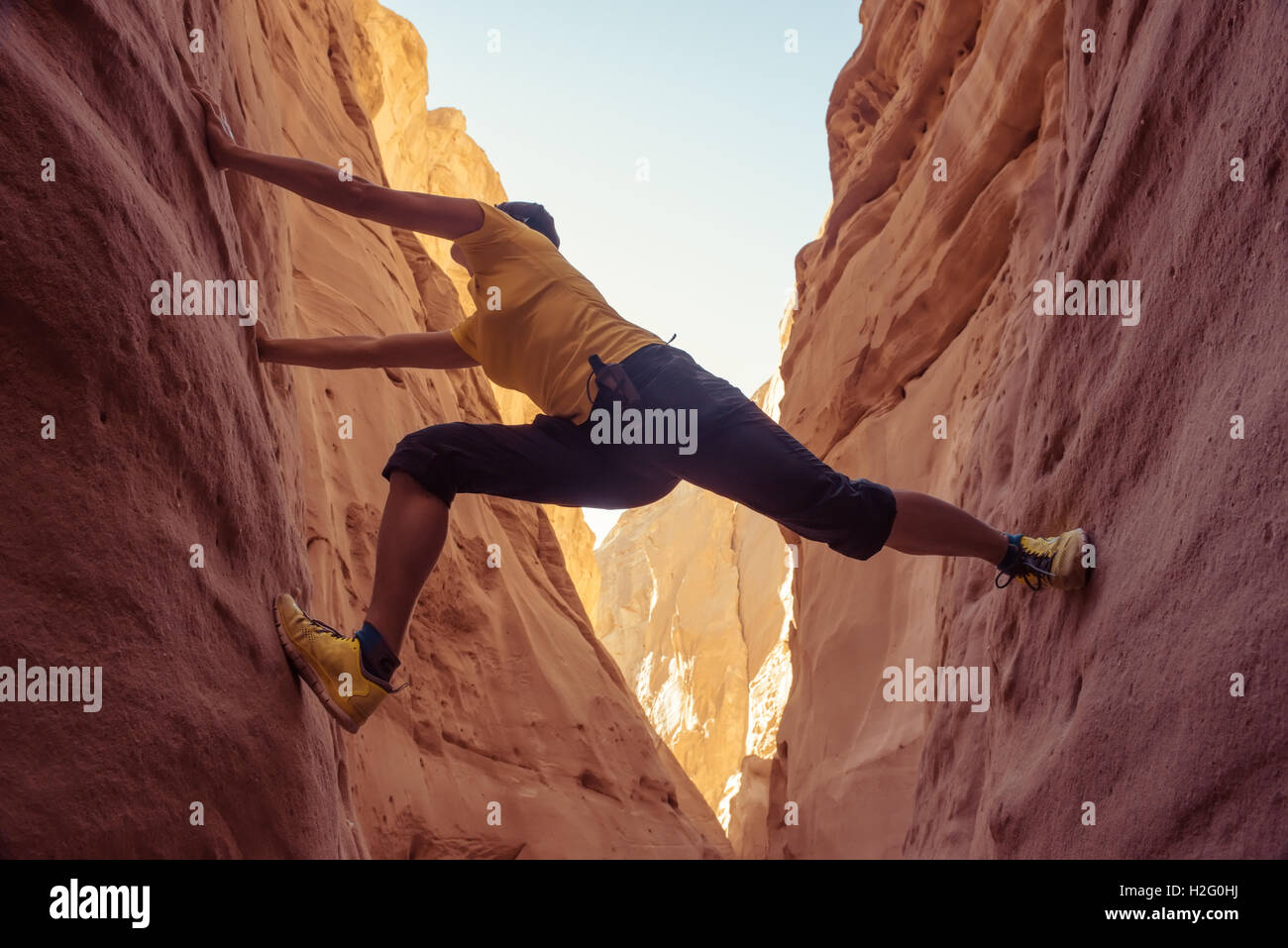 Sport girl climbing in canyon, Sinai, Egypt Stock Photo Alamy
