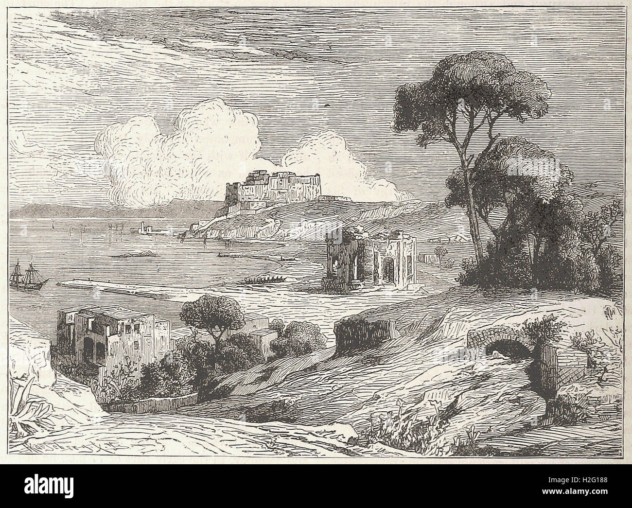 THE BAY OF BALE, WITH RUINS OF ROMAN VILLAS. - from 'Cassell's ...