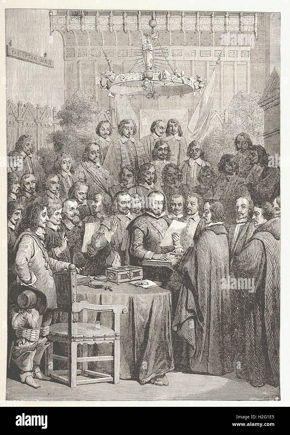 SIGNING OF THE TREATY OK WESTPHALIA. - from 'Cassell's Illustrated Universal History' - 1882 Stock Photo
