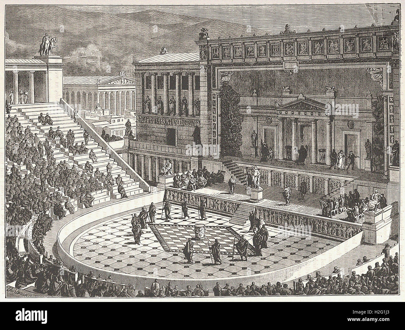 THEATRE OF DIONYSUS AT ATHENS - from 'Cassell's Illustrated Universal History' - 1882 Stock Photo