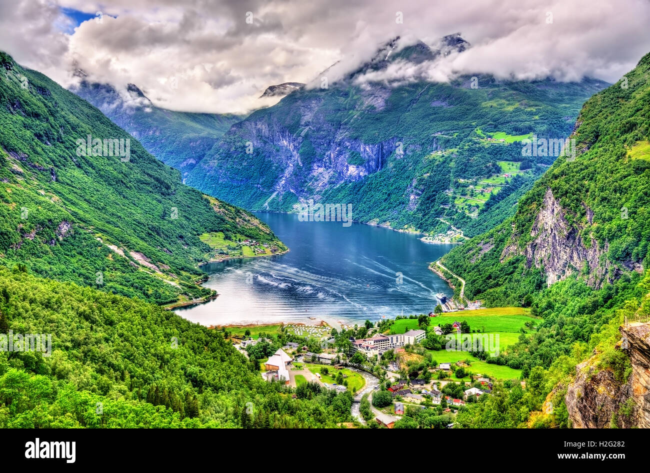 View of Geirangerfjord, a UNESCO heritage site in Norway Stock Photo ...