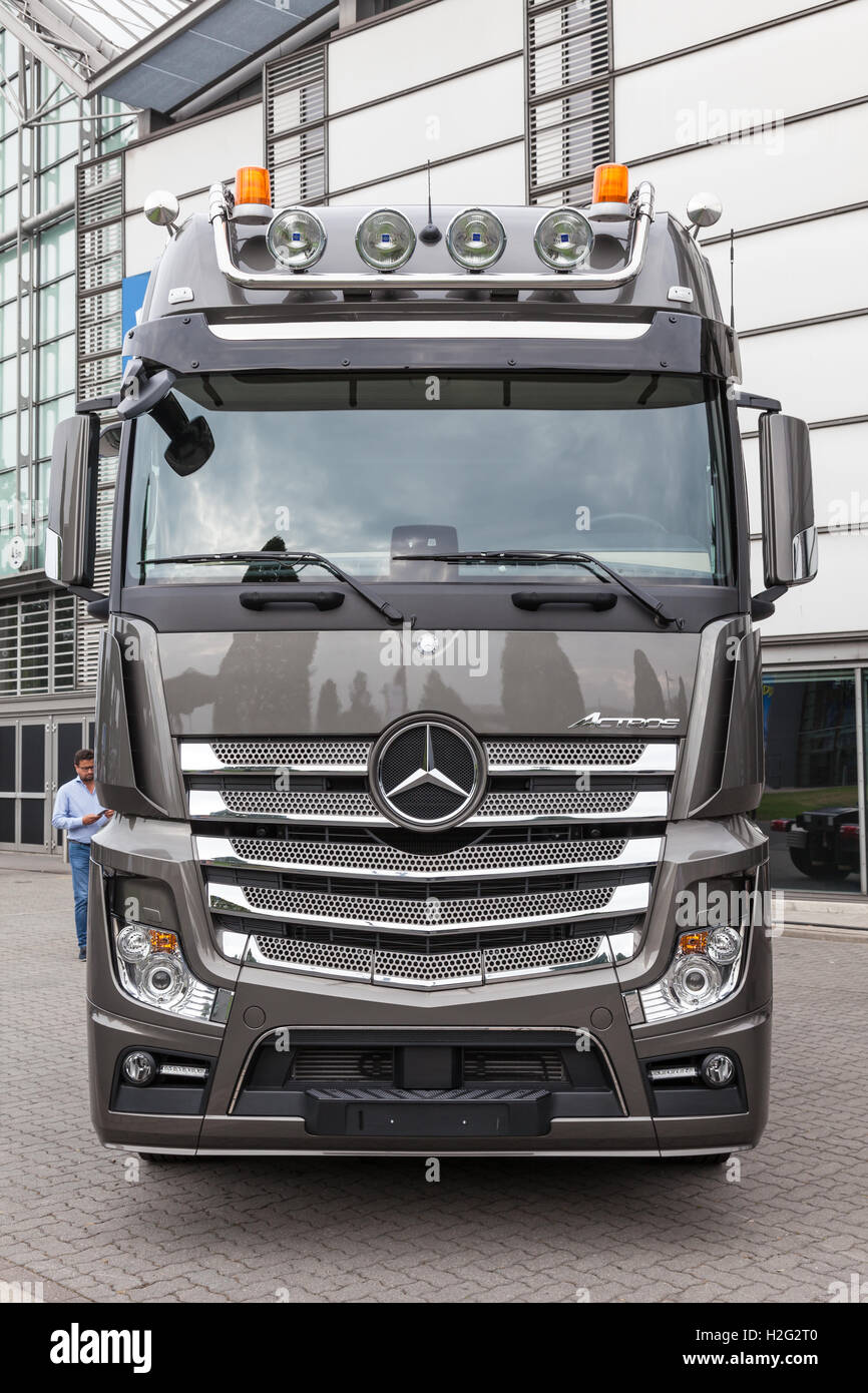 Mercedes Benz Actros semitrailer truck at the Commercial Vehicles Fair IAA  2016 Stock Photo - Alamy