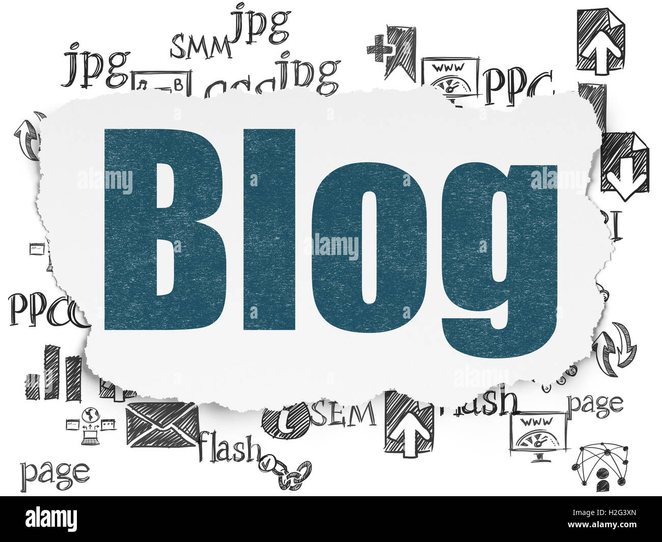 Web design concept: Blog on Torn Paper background Stock Photo - Alamy