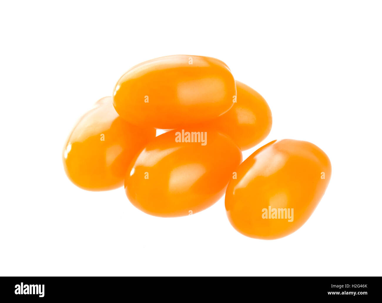 Orange cherry tomatoes isolated on white background Stock Photo