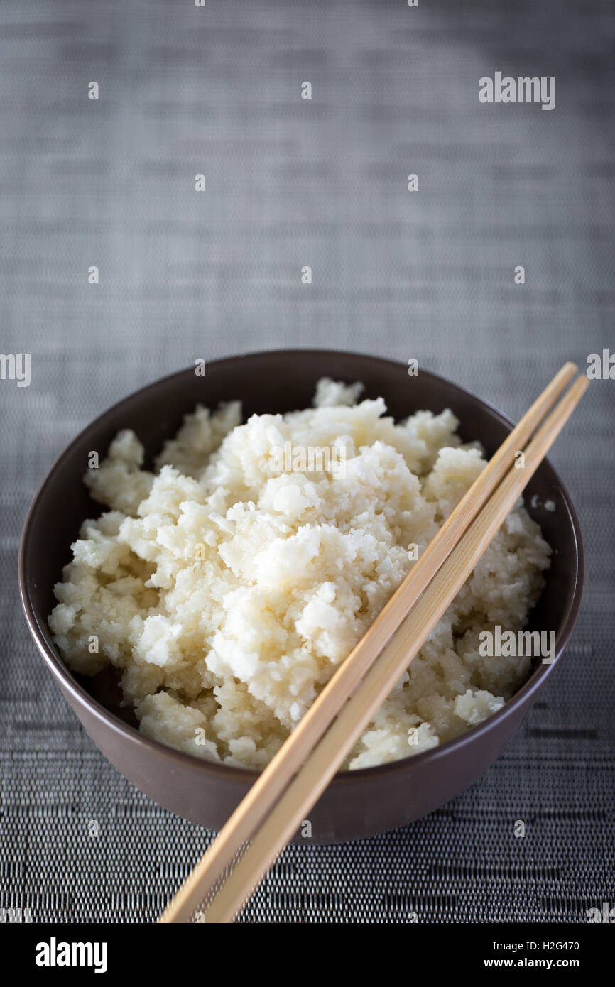 A bowl of cauliflower rice Stock Photo