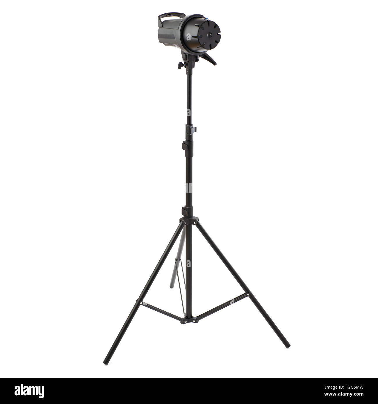 Studio flash on a stand over isolated white background Stock Photo - Alamy
