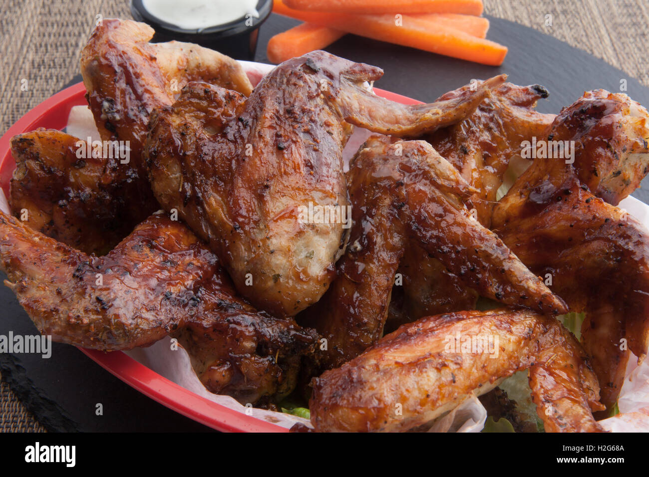 Chicken wings,wings, hot food, finger food,football game food,bbq wings, sports, event,beer, food, dinner, ranch dressing, Stock Photo