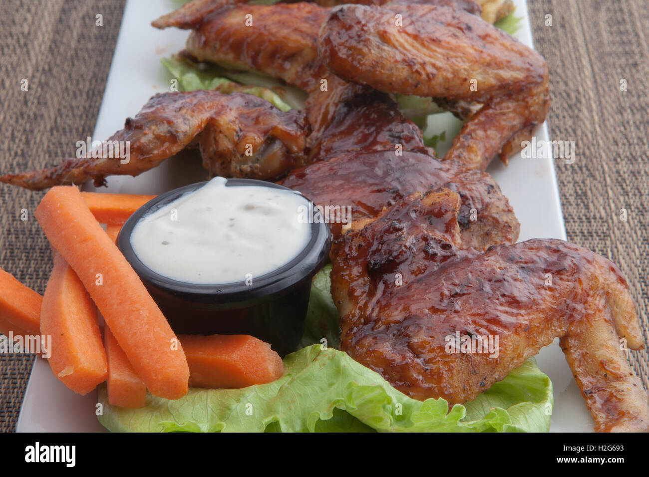 Bar food chicken wings Stock Photo