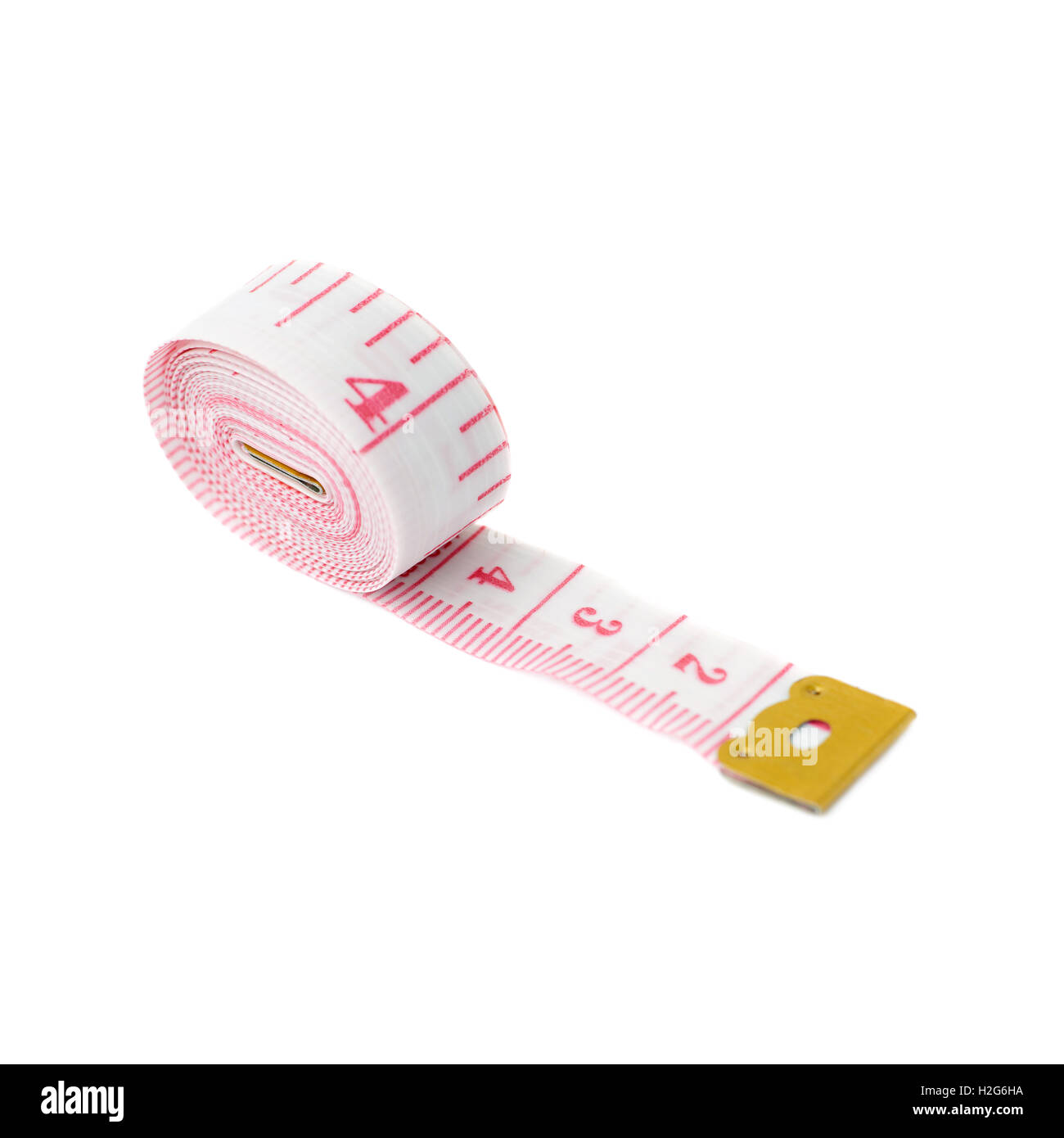 Tailors tape measure cut out on a white background. Yellow measuring tape  Stock Photo - Alamy