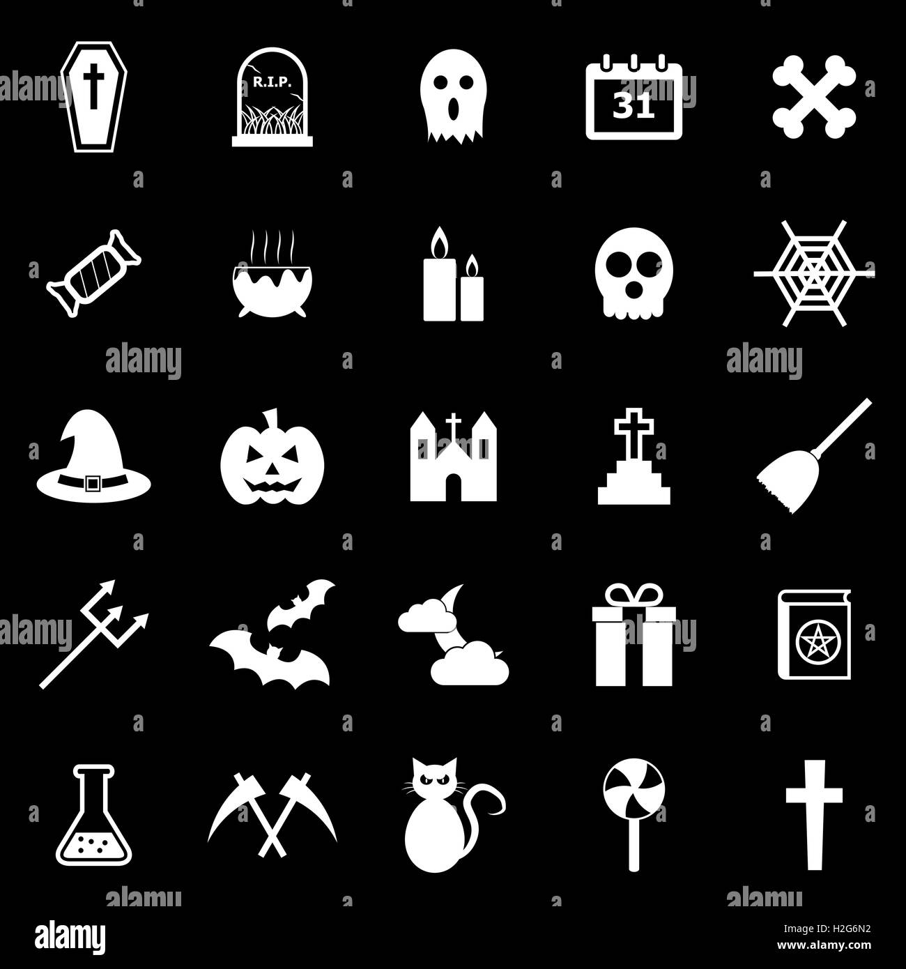 Halloween icons on black background, stock vector Stock Vector Image ...