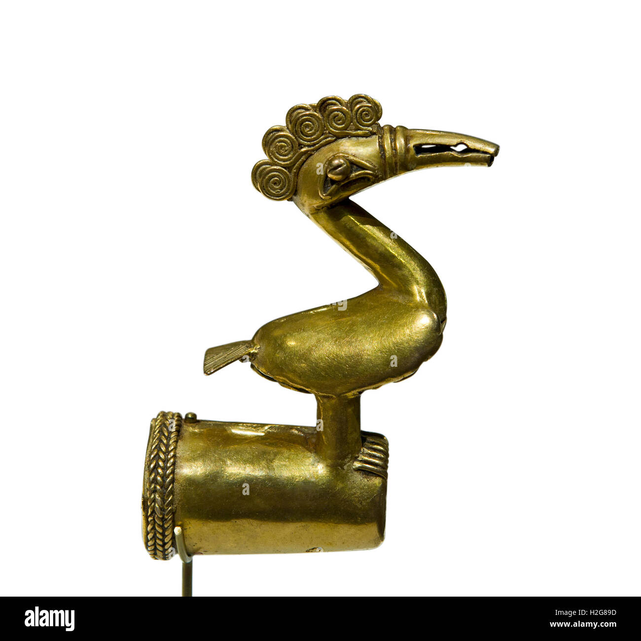 Bird finial in cast gold perhaps for a Shamans staff 5-10th century Columbia Stock Photo