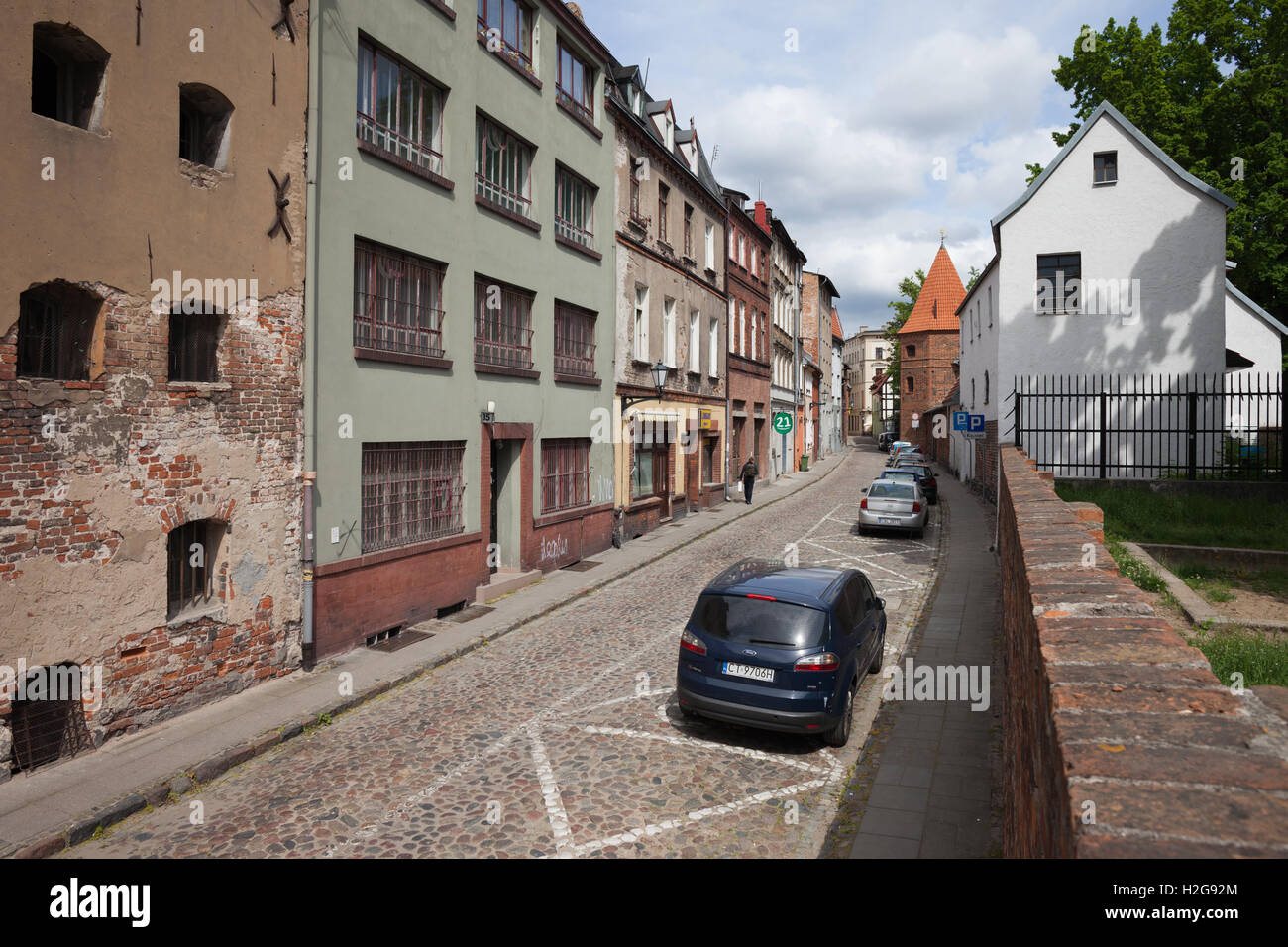 Poland, city of Torun, houses along Podmurna Street in Old Town Stock