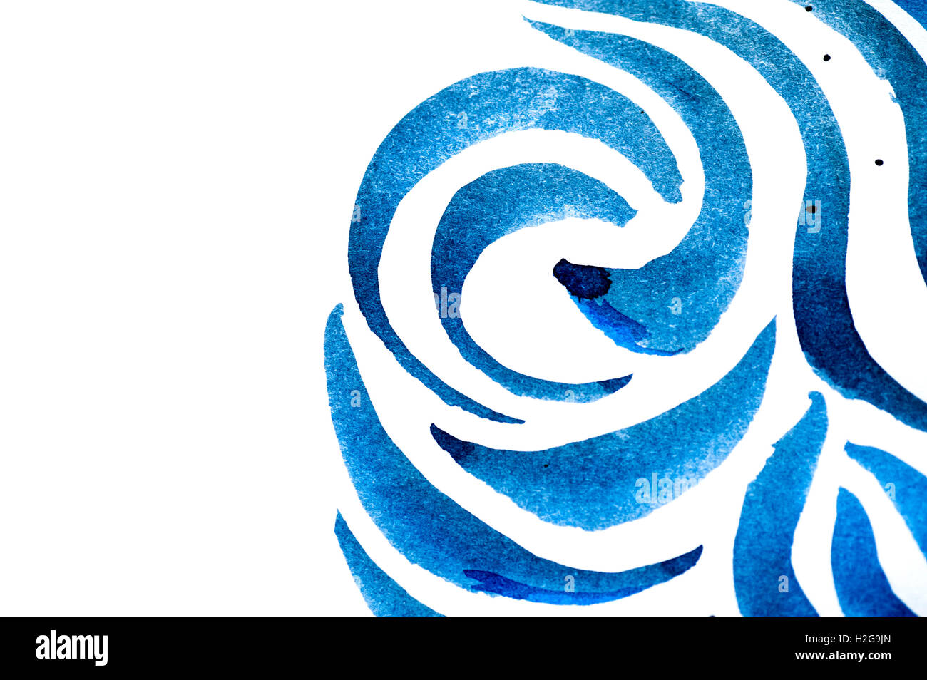 abstract blue brush strokes on white paper background Stock Photo - Alamy