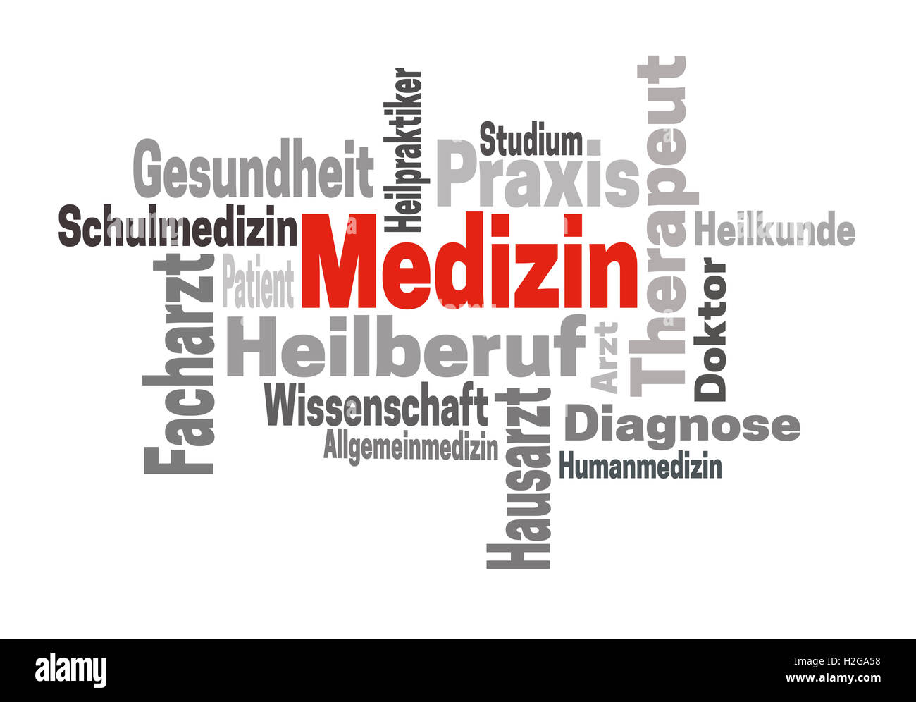 Medizin Arzt Wissenschaft (in german Medicine doctor Science) word cloud concept. Stock Photo
