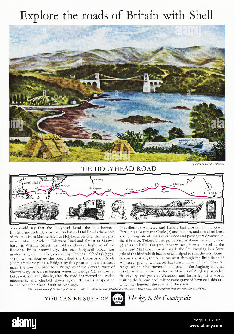Original old vintage 1960s magazine advert dated 1964. Advertisement advertising explore the countryside with Shell Stock Photo